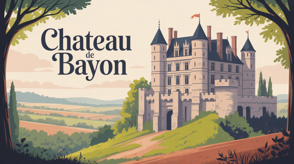 Vue panoramique du chateau de Bayon avec remparts et collines