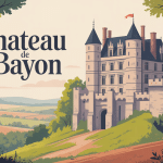Vue panoramique du chateau de Bayon avec remparts et collines