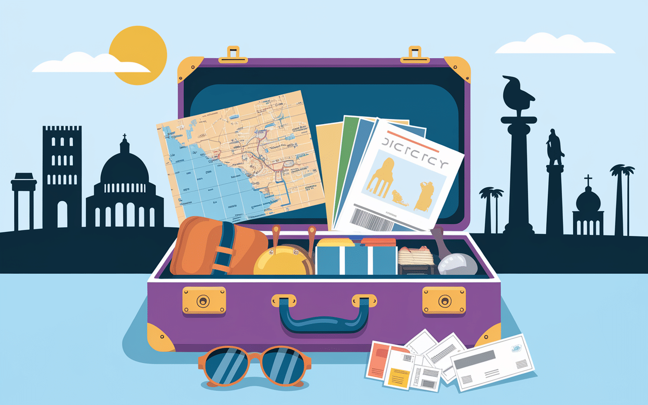 Objets à éviter en Sicile illustration valise