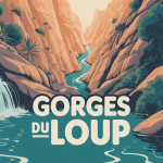 Vue aérienne des gorges du Loup avec rivière turquoise et cascades