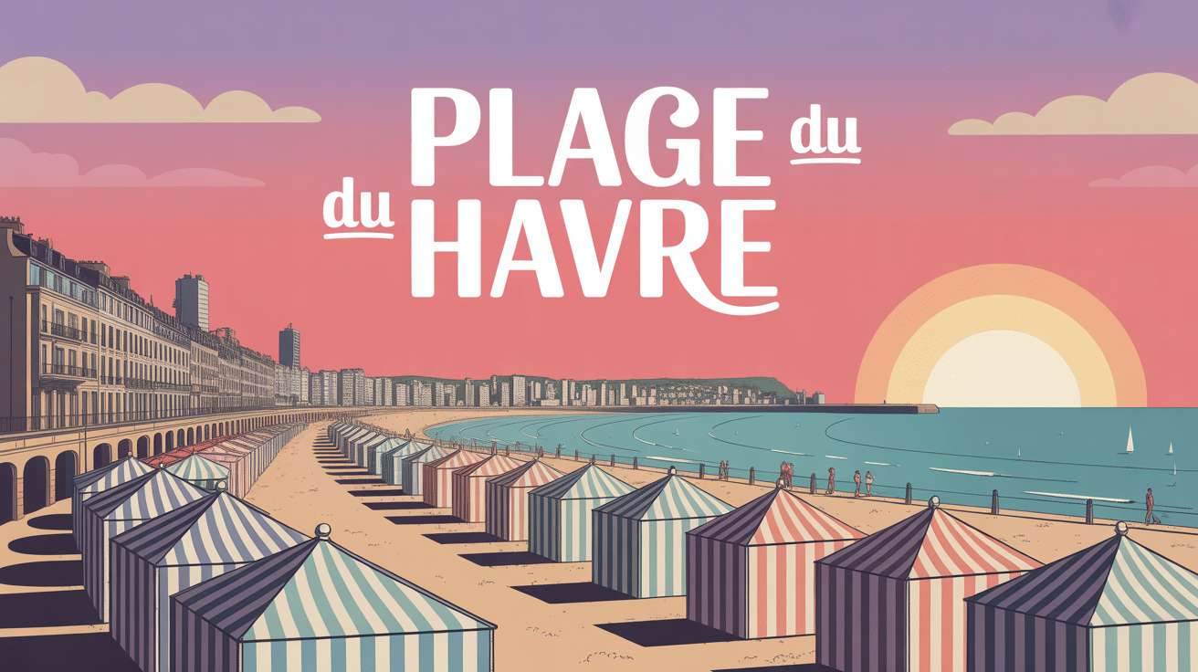 Vue panoramique plage du Havre coucher de soleil