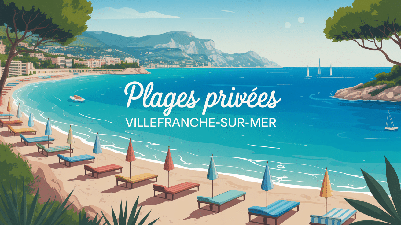 Vue panoramique plage privée villefranche sur mer élégante