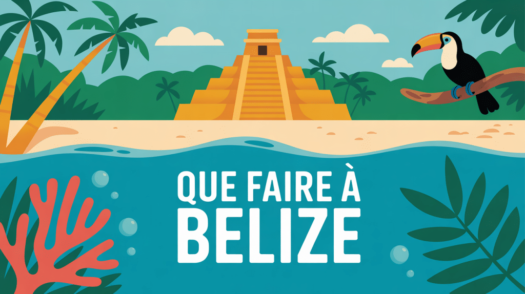 Que faire à Belize illustration tropicale plage pyramide récif