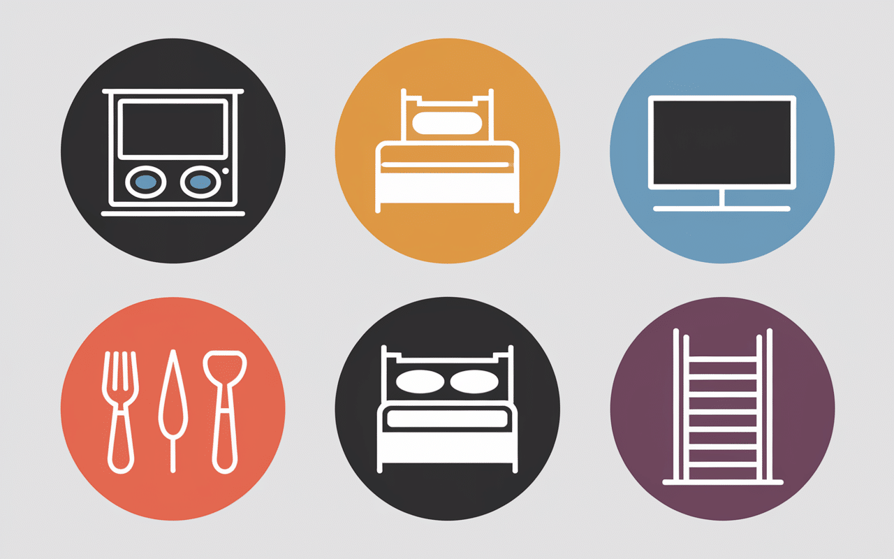 Equipements typiques hotel 3etoile en pictogrammes