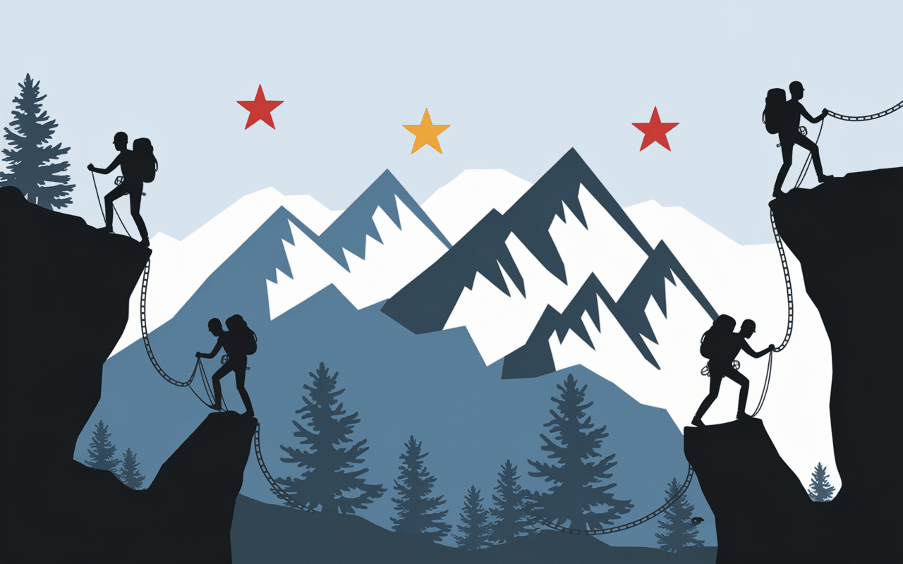 Différents niveaux via ferrata Chamonix représentés par silhouettes