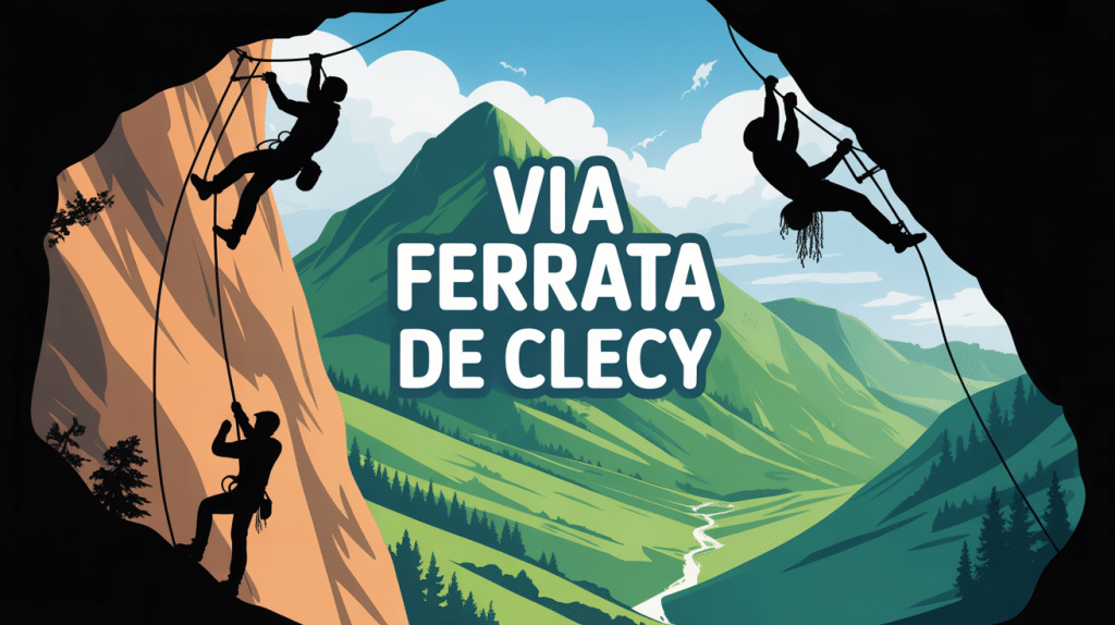 falaises via ferrata clecy avec grimpeurs et vallee