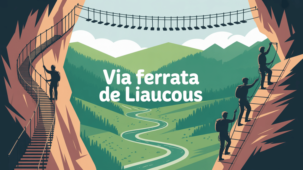 Via ferrata de Liaucous sur falaise avec vue sur vallée