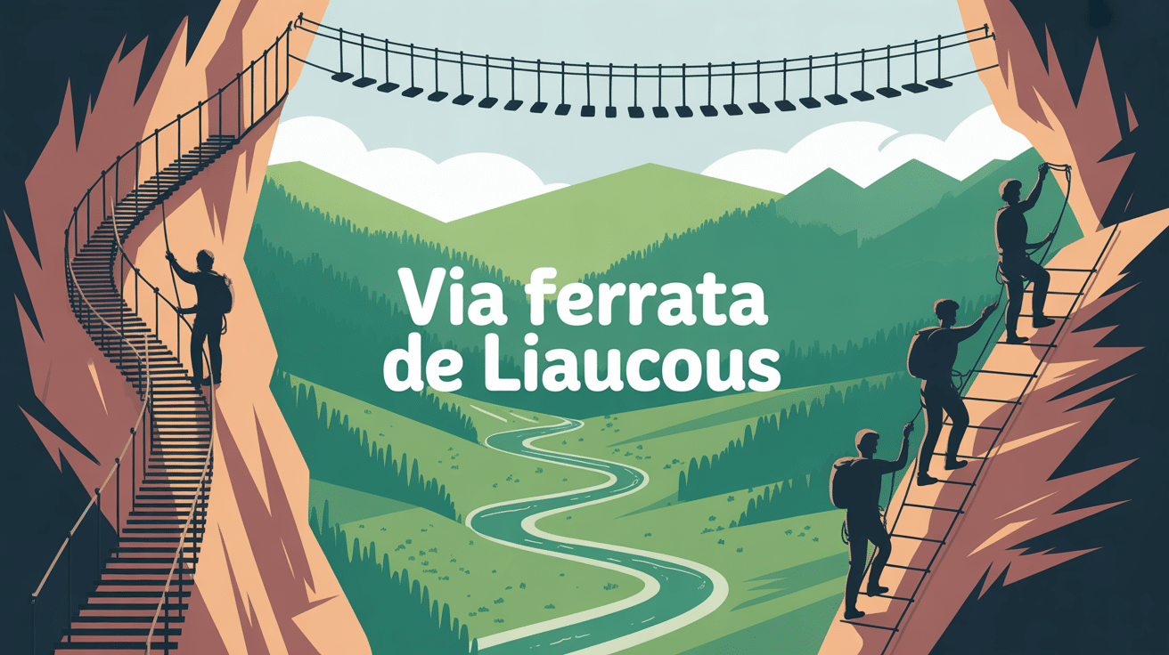 Via ferrata de Liaucous sur falaise avec vue sur vallée