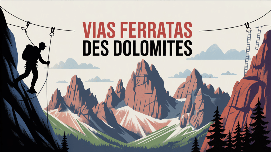 Grimpeur sur via ferrata Dolomites illustration