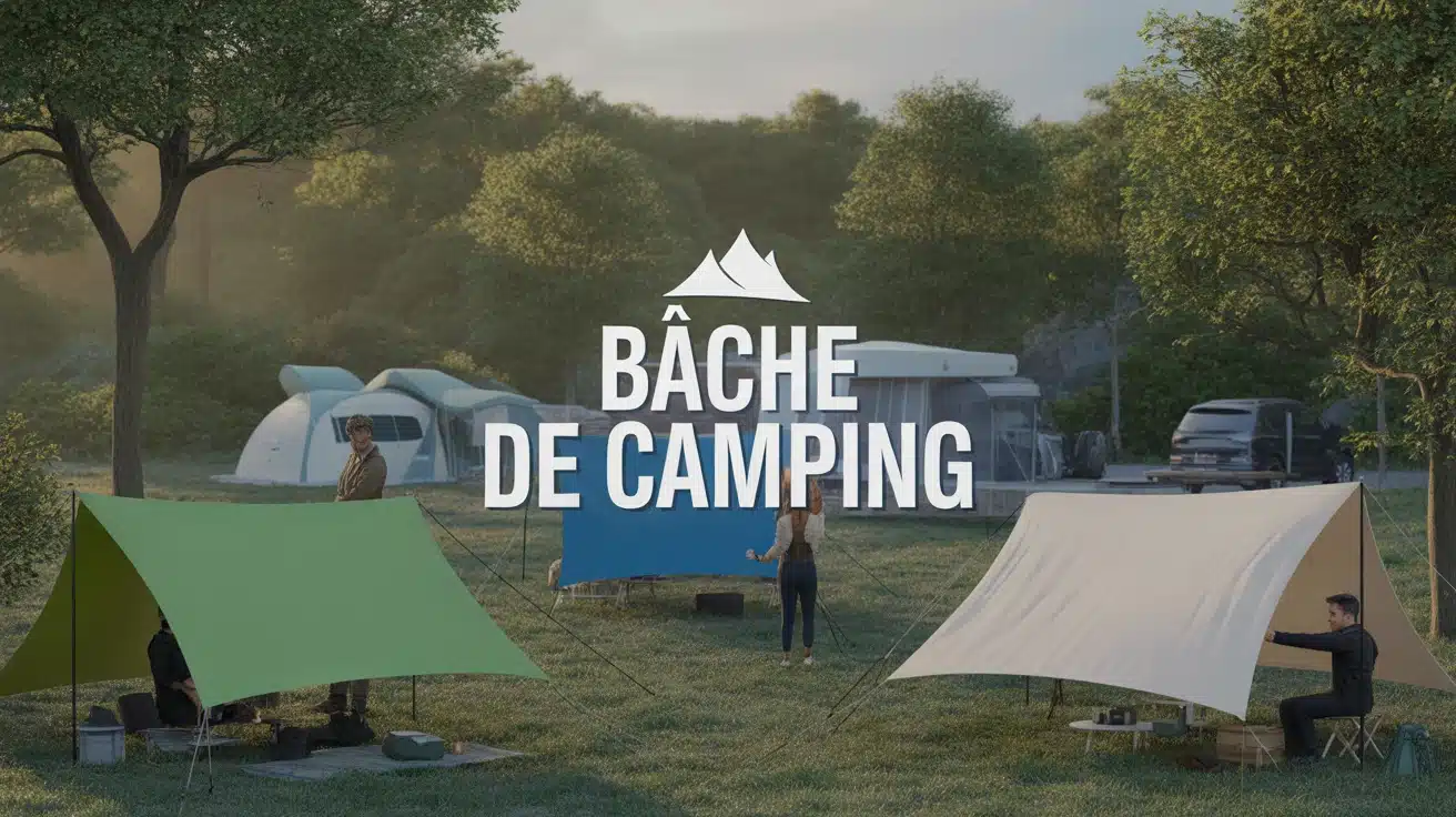 bache camping sous plusieurs formes en nature