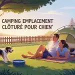 camping avec emplacement clôturé pour chien famille et chien
