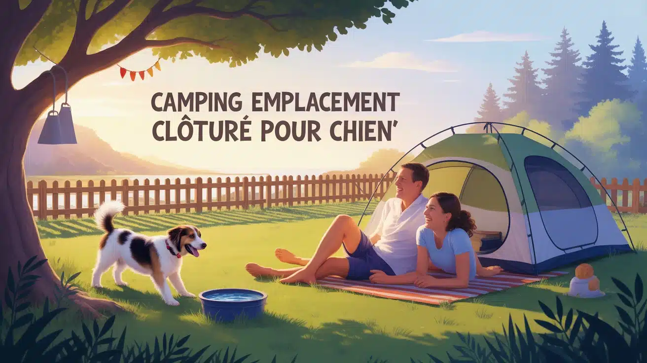 camping avec emplacement clôturé pour chien famille et chien