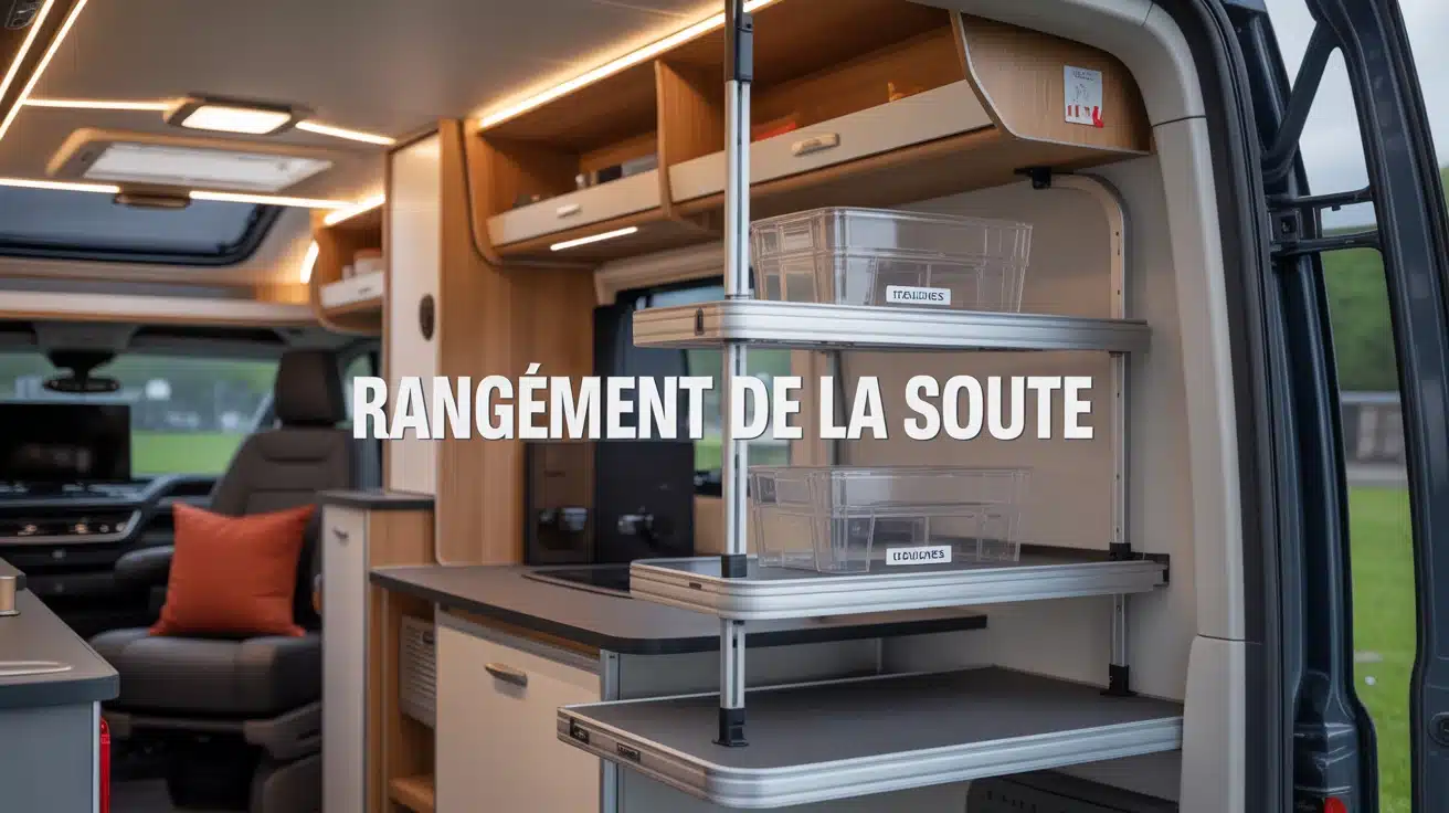 idée rangement soute camping-car moderne vue isométrique