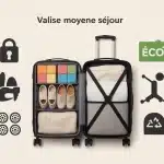 valise moyen sejour ouverte avec accessoires de voyage