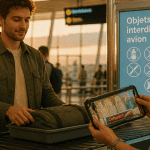 Objet interdit avion sur tapis contrôle sécurité