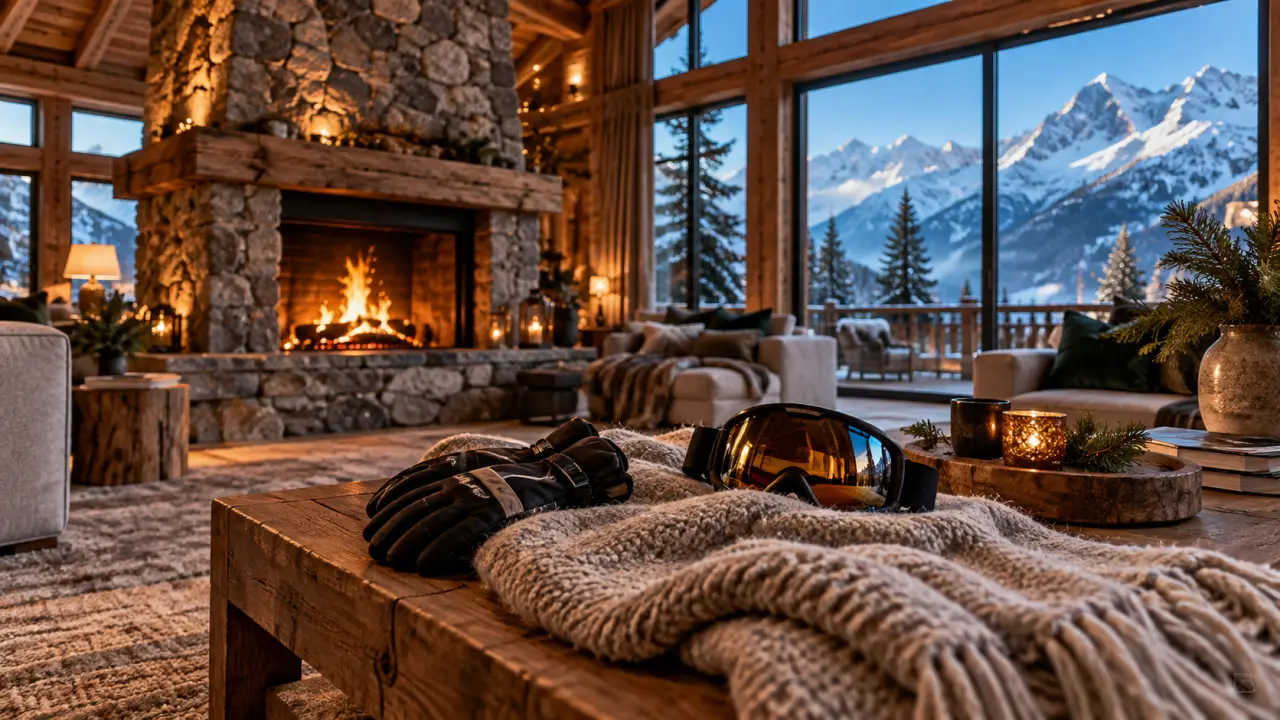 Chalet luxe Alpes Le Collectionist : salon au coin du feu, intimité et conciergerie sur mesure