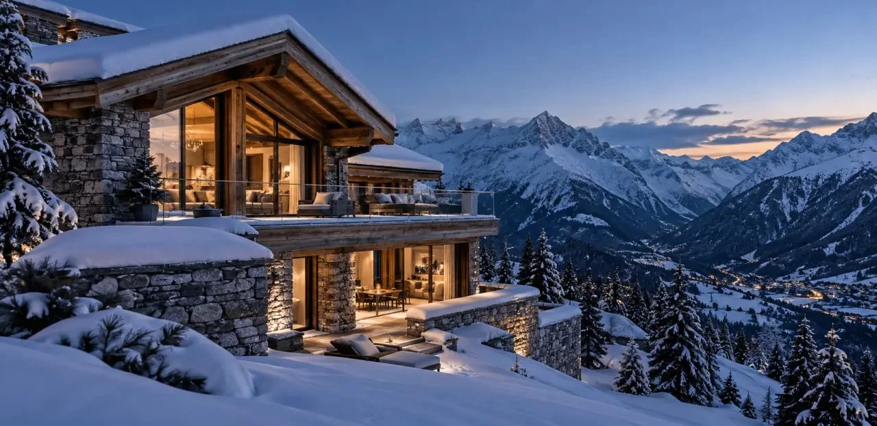 Chalet de luxe dans les Alpes avec vue sur les montagnes