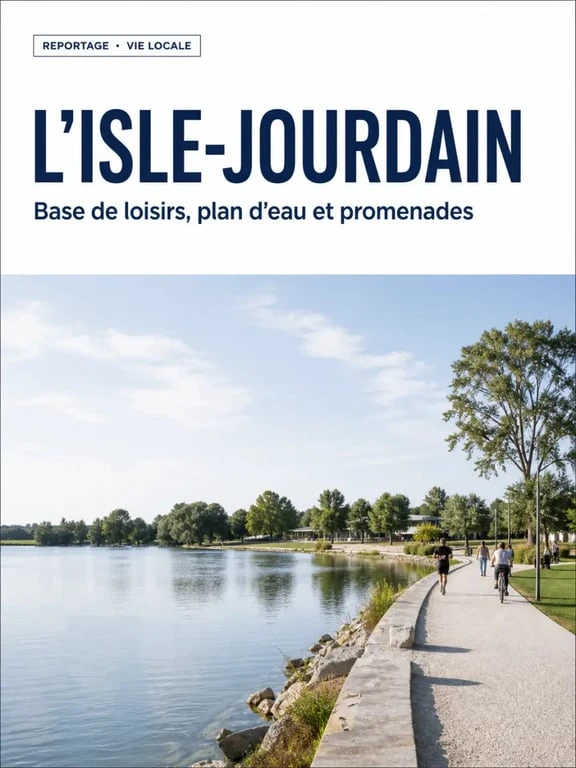 L'Isle-Jourdain, vue éditoriale de la base de loisirs et du plan d'eau
