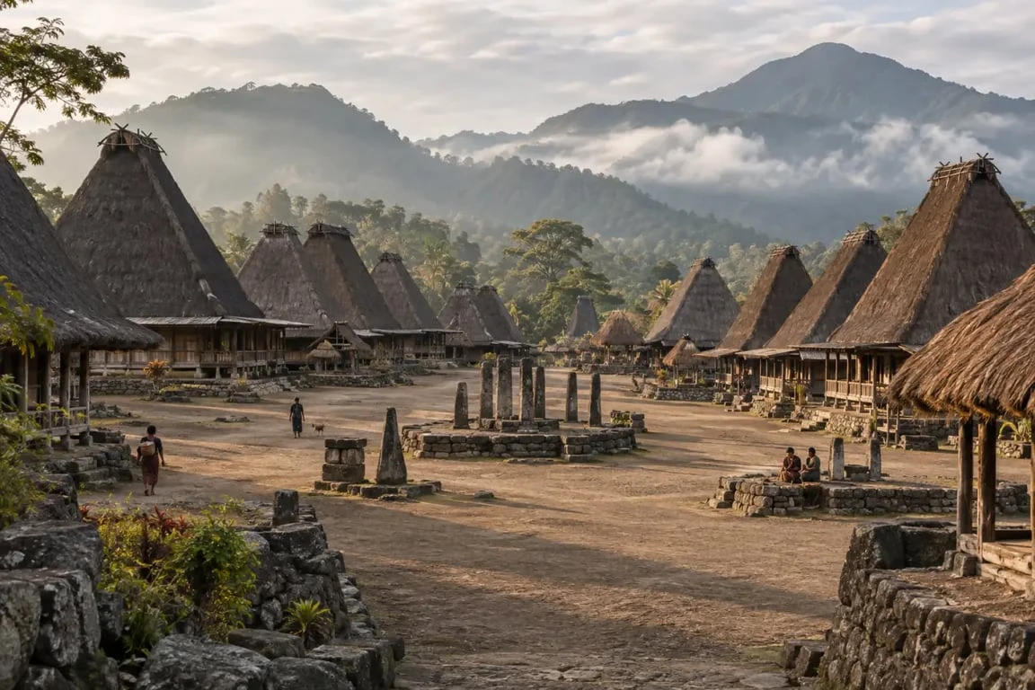 Village traditionnel de Flores dans la région de Bajawa