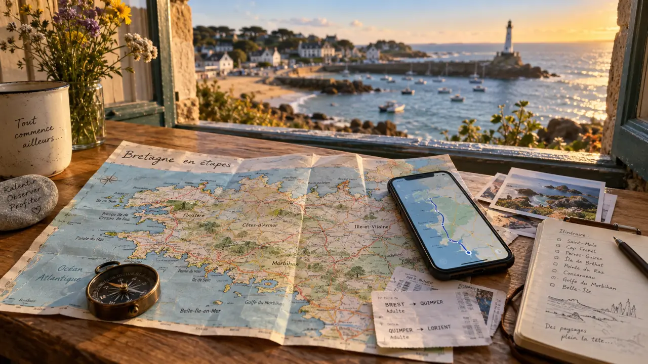 Carte de bretagne pour un itinéraire clair, réaliste et agréable