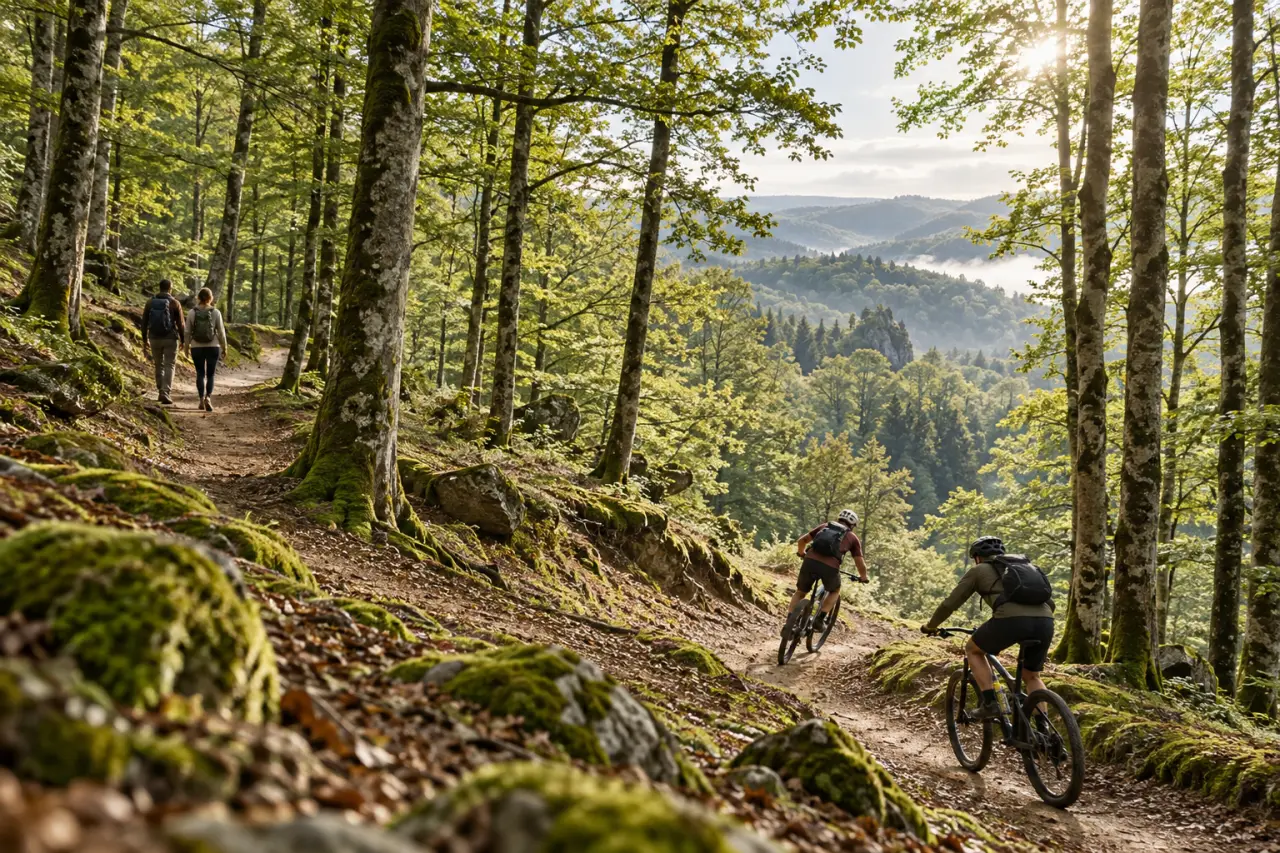 Allier randonnée et activités sportives sur un sentier de la Montagne bourbonnaise