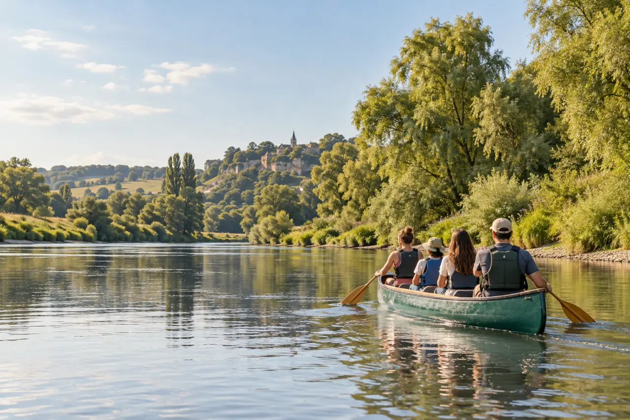 Allier randonnée et activités sportives avec une sortie en canoë sur la rivière